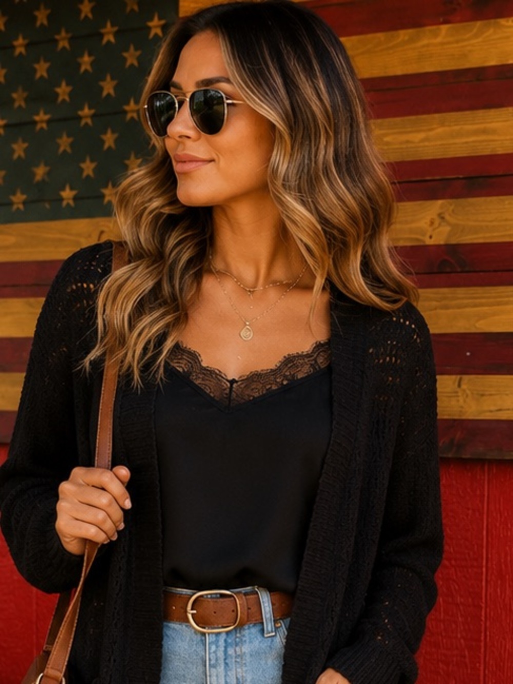 Open-Front Black Women’s Cardigan Sweater